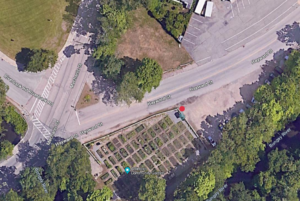 on a picture of google maps, we see a pin sticking out of the location of the little free library.